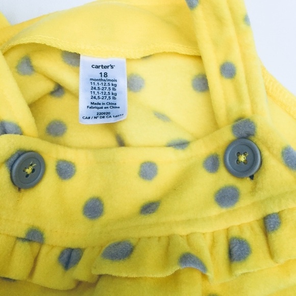 Carter’s baby girls polka dot fleece overall dress - Picture 2 of 2